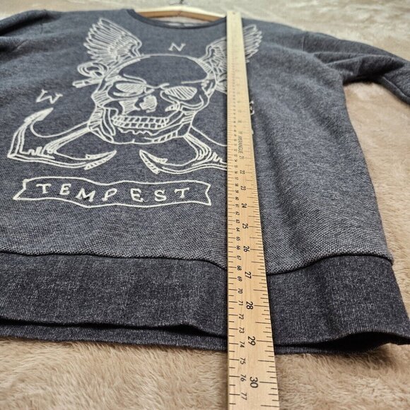 Zara Man Sweatshirt Skull Graphic Crewneck Mens Size L Sweater Long Sleeve Gray - Picture 4 of 10